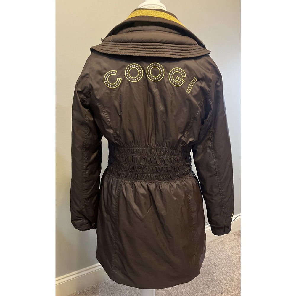 COOGI AUSTRALIA SIZE Small PUFFER COAT JACKET PARKA Smocked Waist Gold Dbl Zip